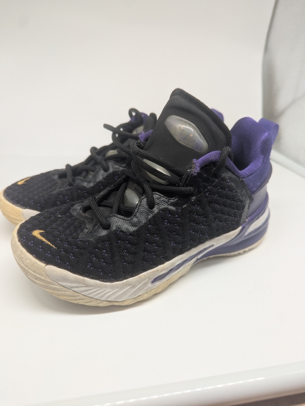 Nike LeBron 18 Kids Black Purple Basketball Sneakers 13C